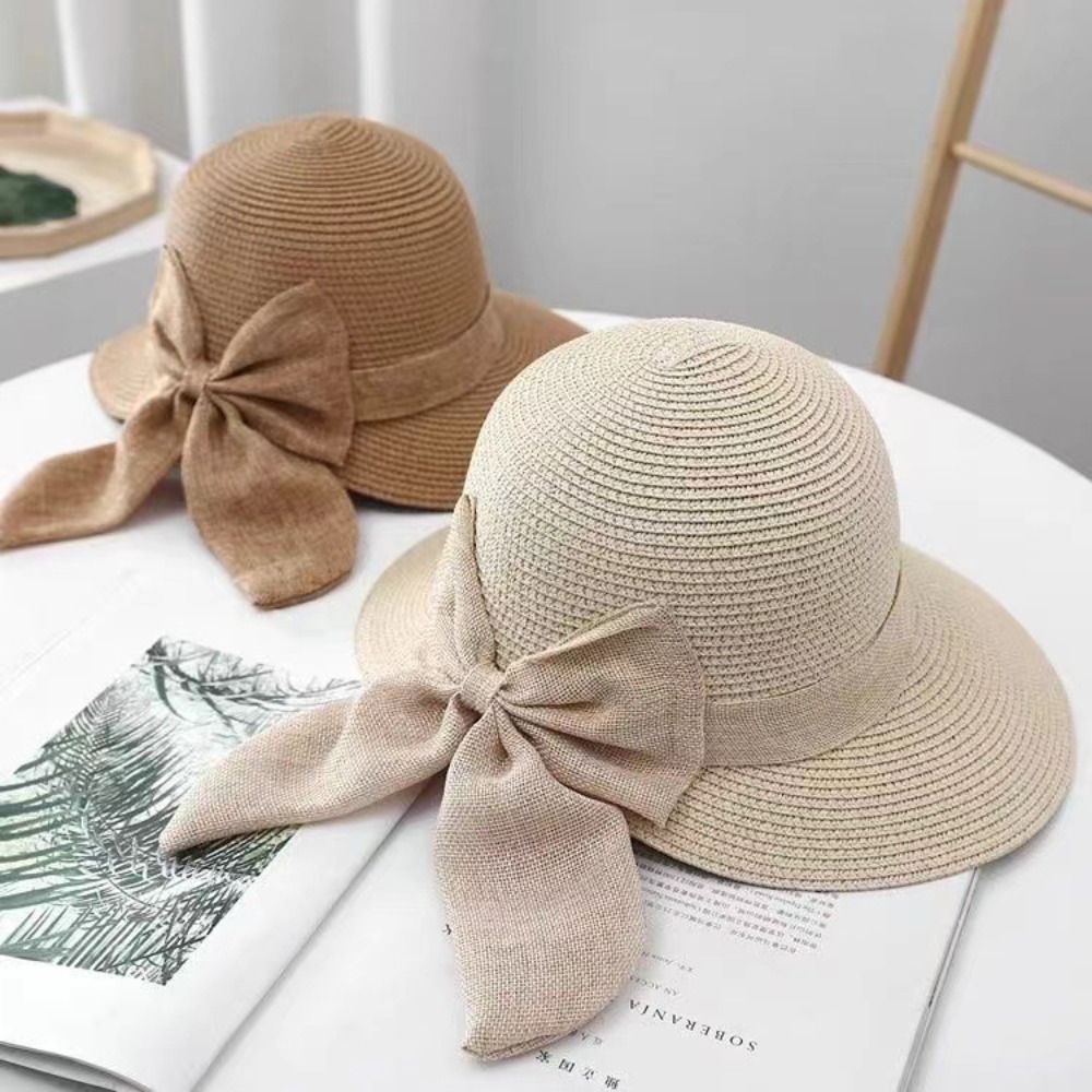 Bowknot Sun Hat Summer Breatha - Bucket Hat Straw review and price