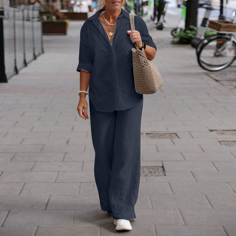 Retro Trousers Shirt Two Piece - Shirt Camp Collar review and price