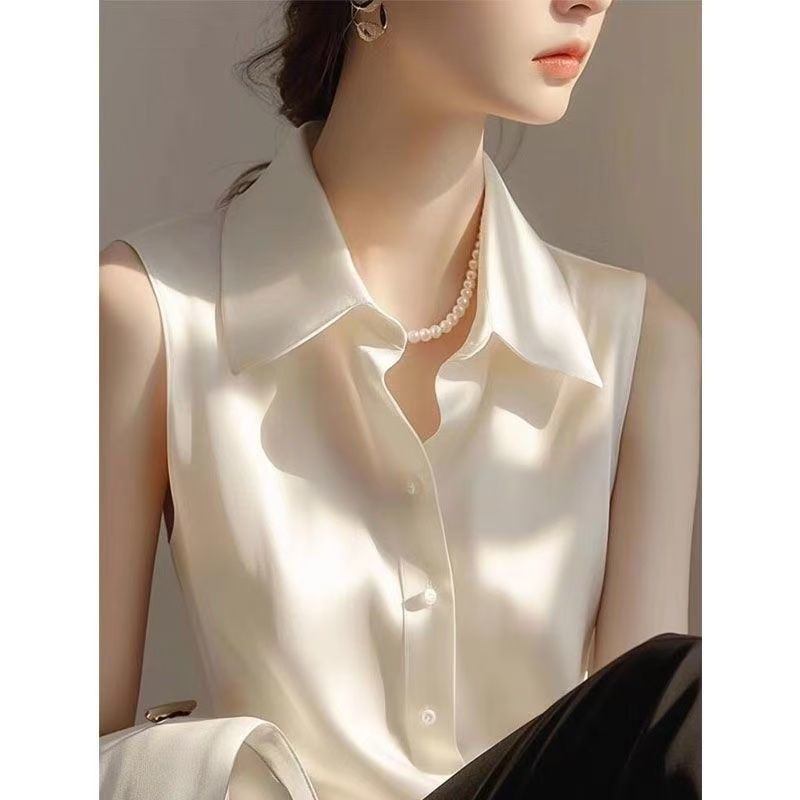 French Satin POLO Collar Sleev - Shirt Camp Collar review and price