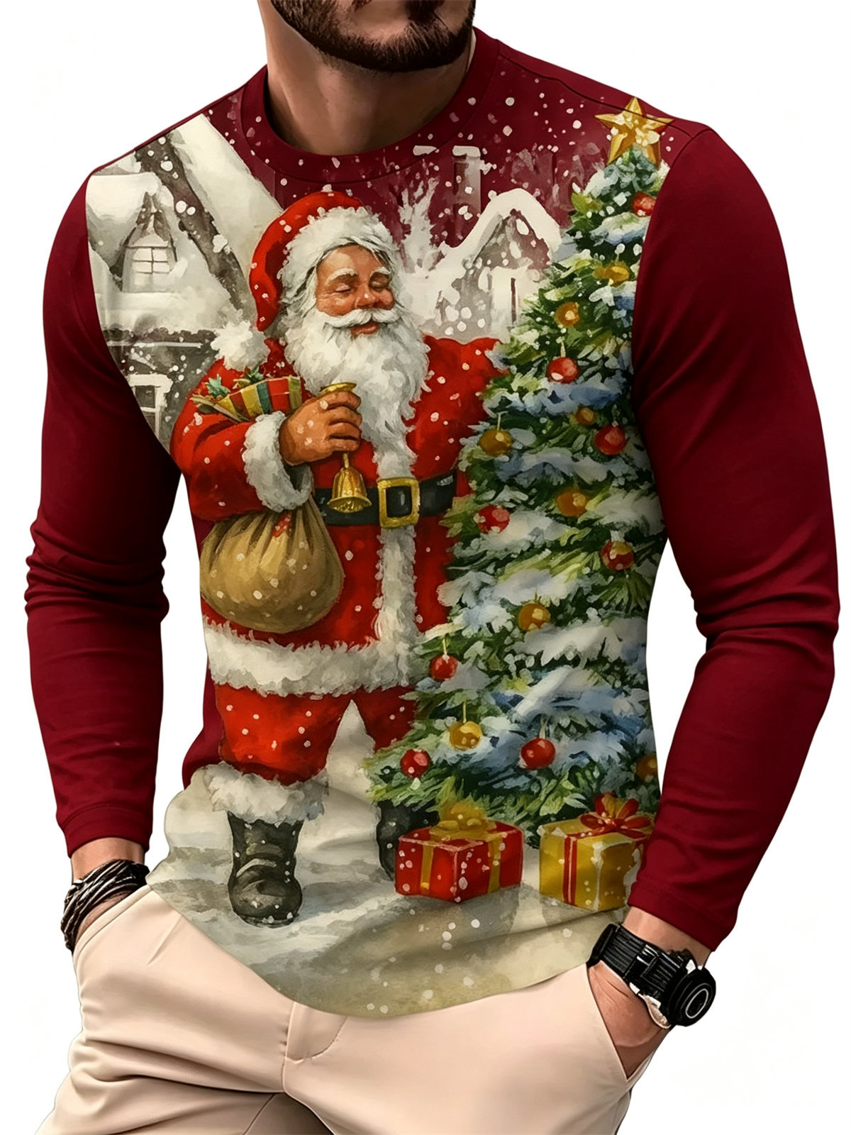 Men's Casual Fashion Long Slee - Tee Graphic Print review and price