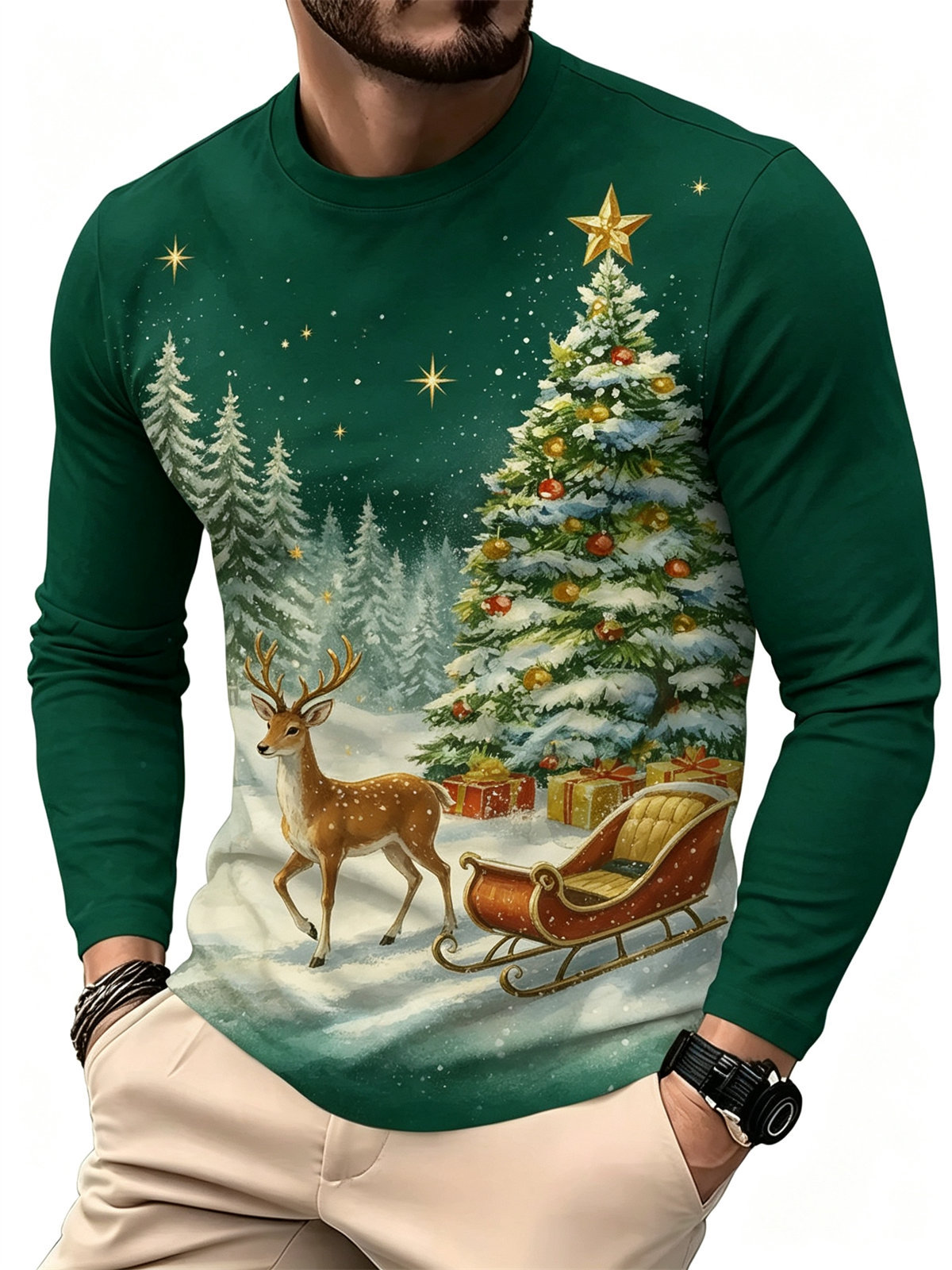 Men's Casual Fashion Long Slee - Tee Graphic Print review and price