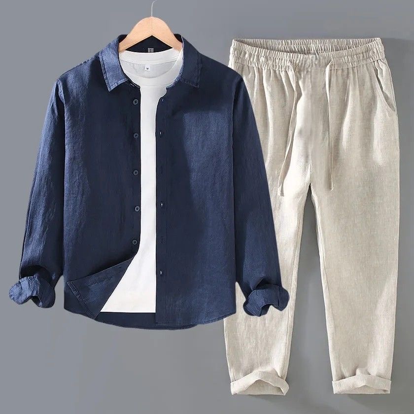 High-End Pure Linen Cotton Lin - Linen Shirt Breathable review and price