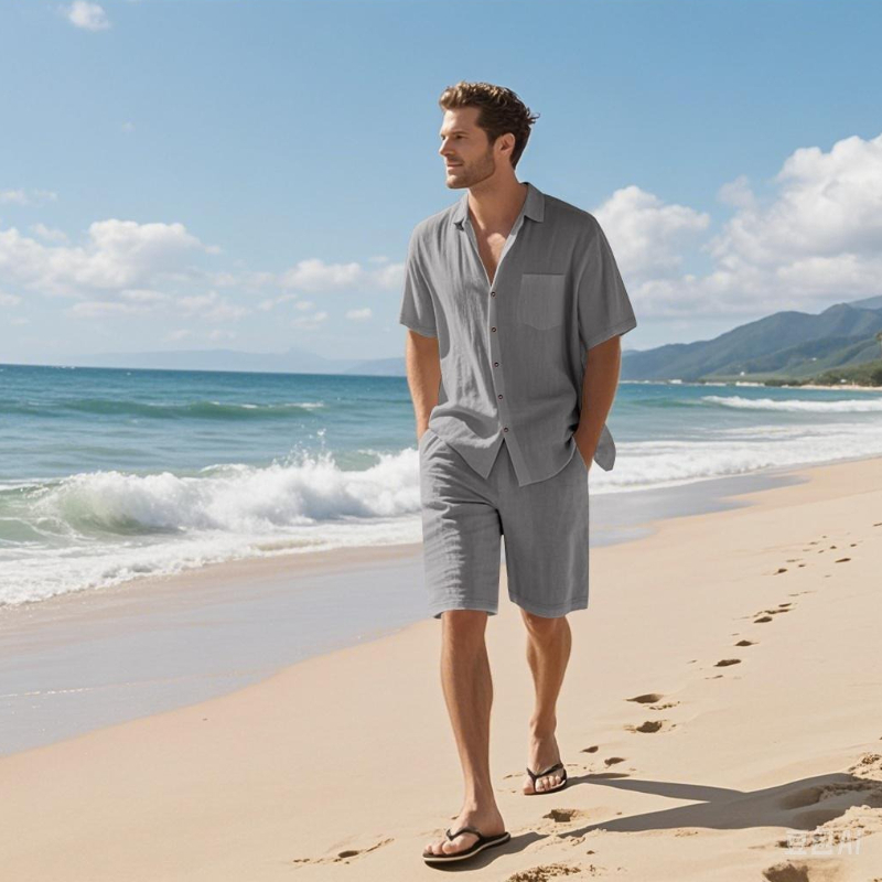 High-End Men's Summer Shorts S - Linen Shirt Breathable review and price