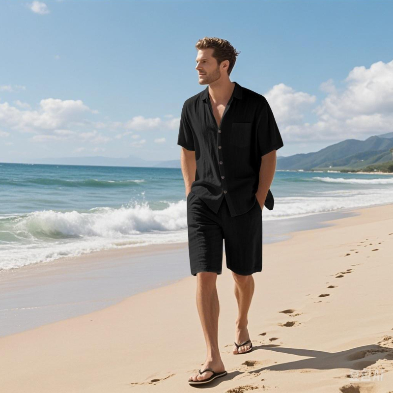 High-End Men's Summer Shorts S - Linen Shirt Breathable review and price