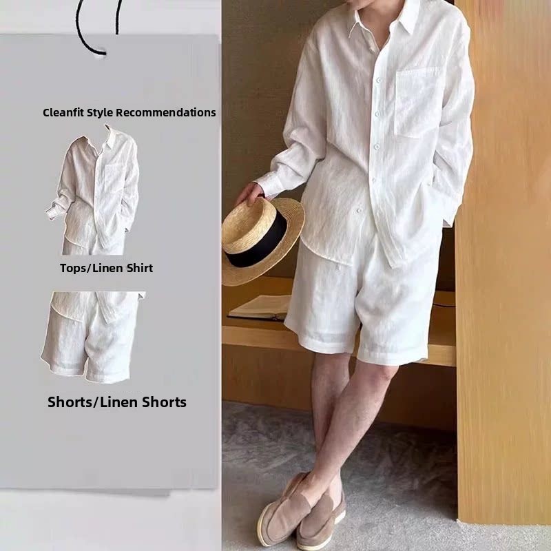 Summer Fashionable Linen Set M - Linen Shirt Breathable review and price