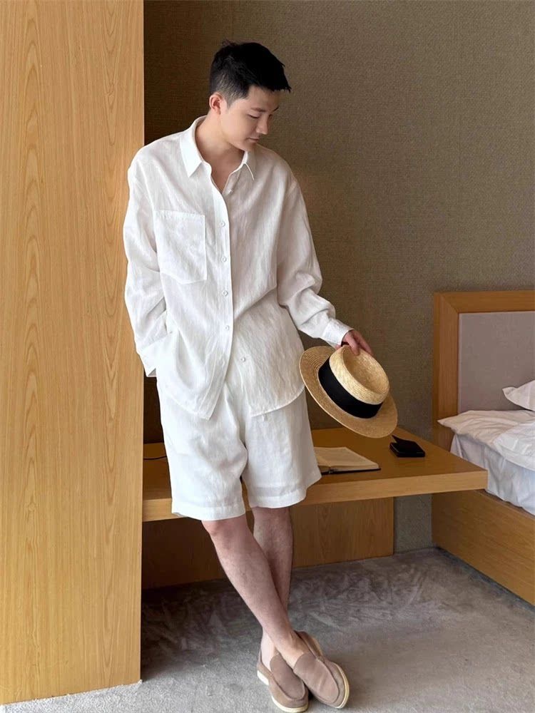 Summer Fashionable Linen Set M - Linen Shirt Breathable review and price