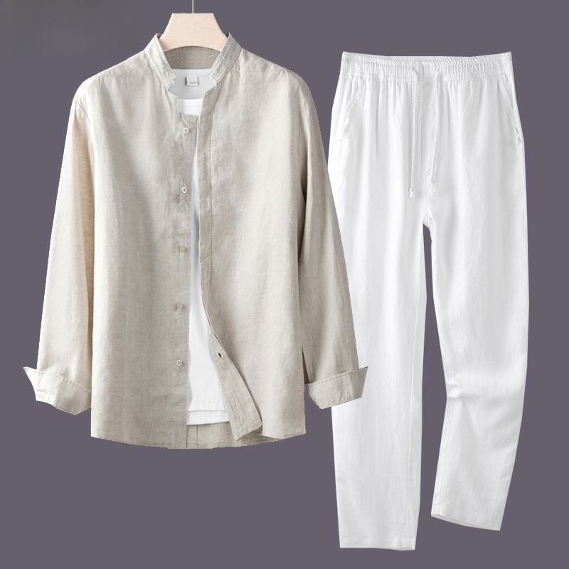 White Long Sleeve Shirt And Lo - Linen Shirt Breathable review and price