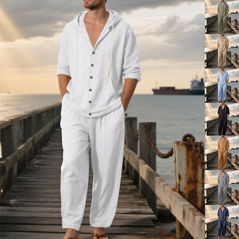 Summer Men's American Loose Li - Linen Shirt Breathable review and price