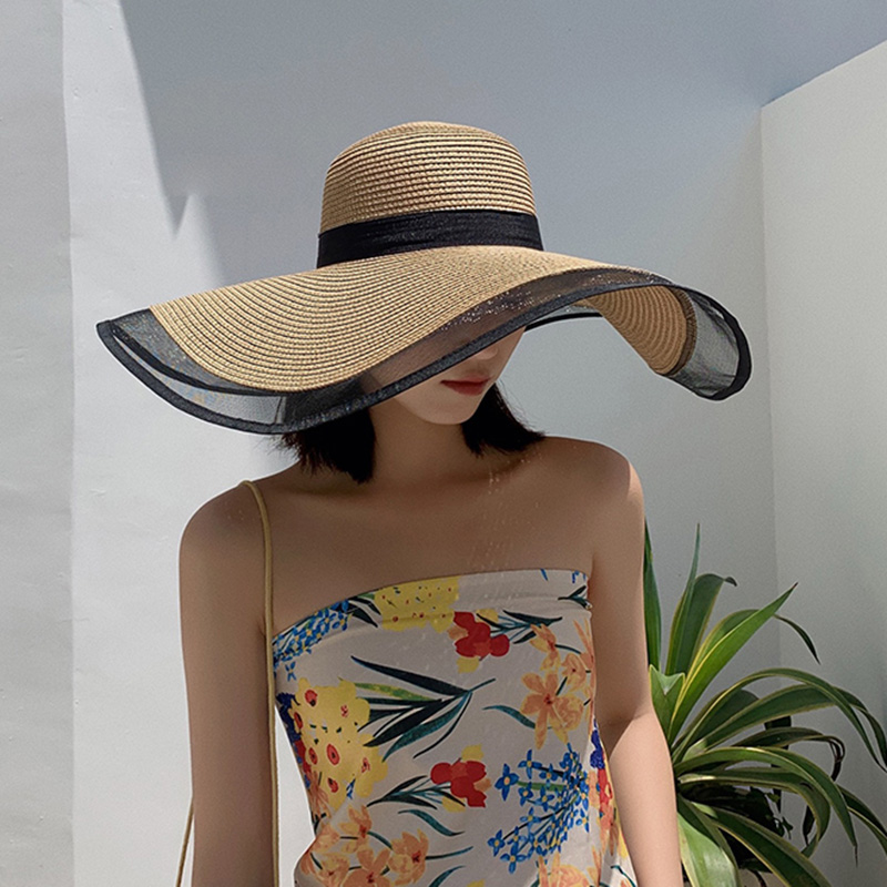 Women Sun Hat Big Eaves Waves  - Bucket Hat Straw review and price