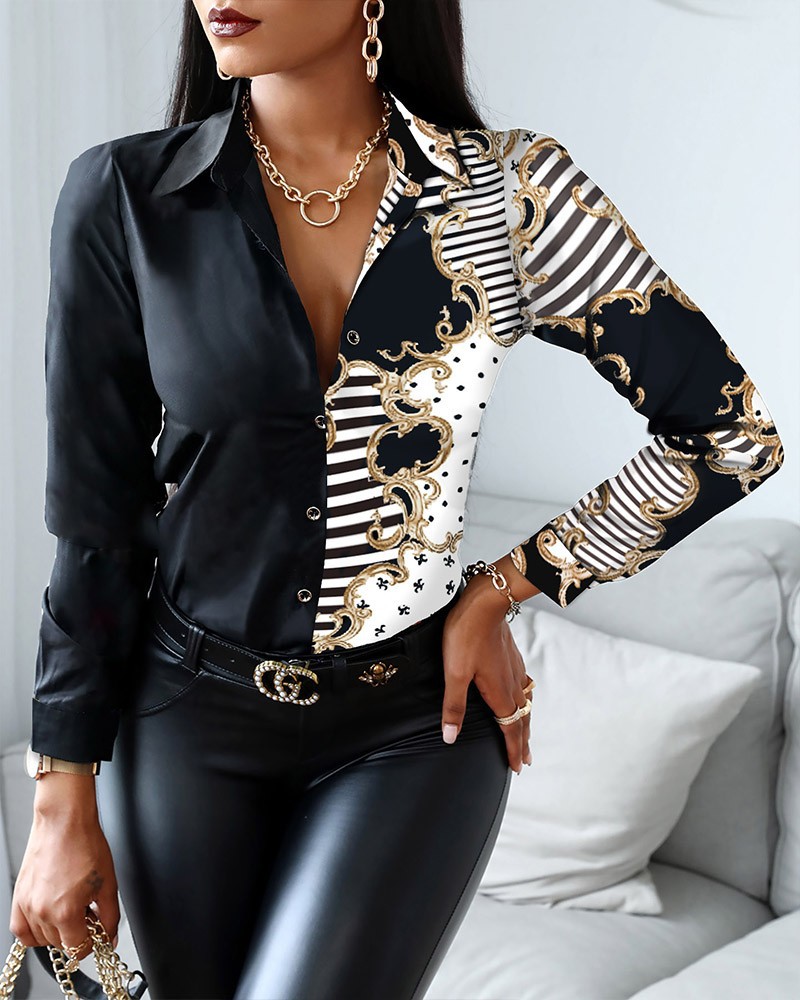 Women Fashion Wild Shirts Chai - Shirt Camp Collar review and price