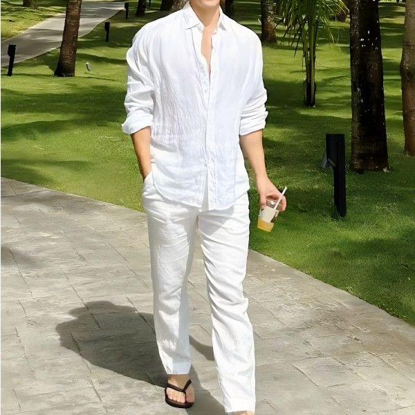 Beach Vacation Style Men's Cot - Linen Shirt Breathable review and price