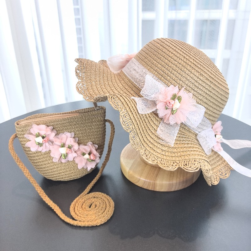 Girls 2pcs Straw Hat Solid Col - Bucket Hat Straw review and price